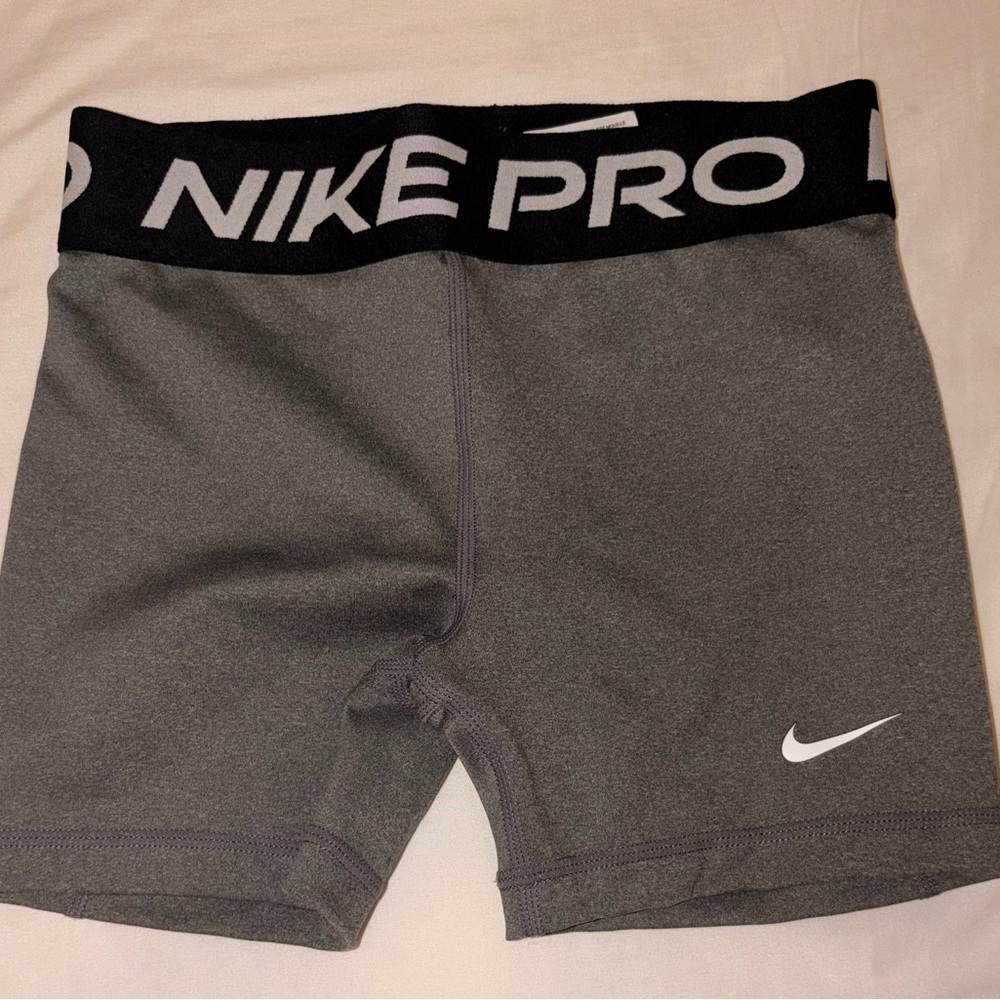 Nike Pro Dark Gray Compression Shorts with Black Waistband